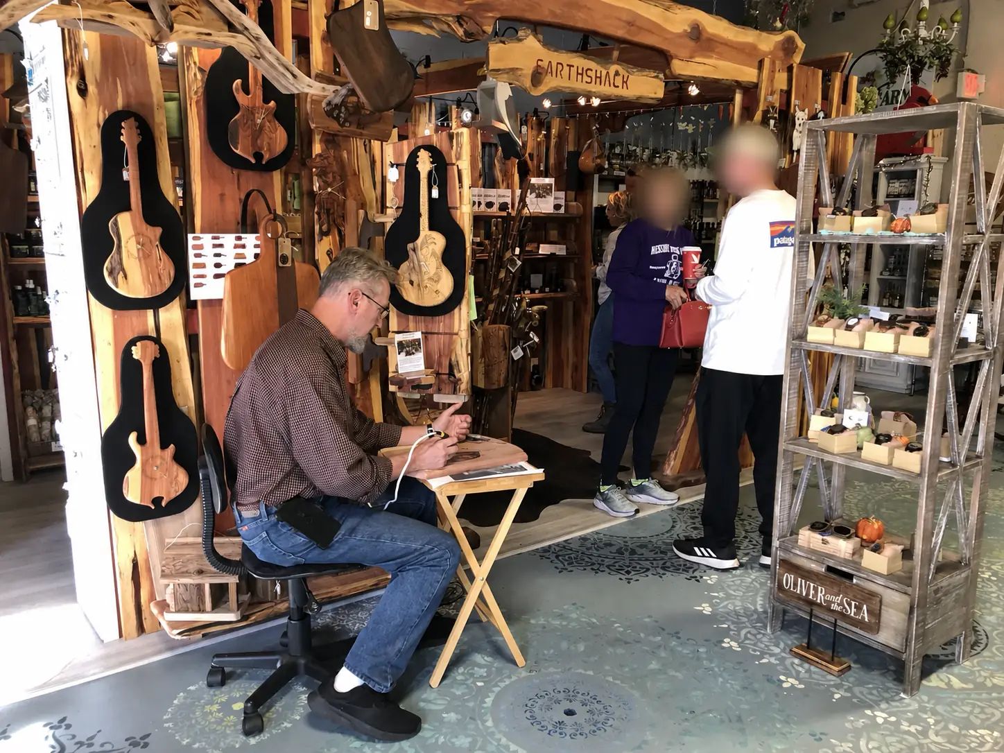 Completed custom Earth Shack retail display installed inside the shop